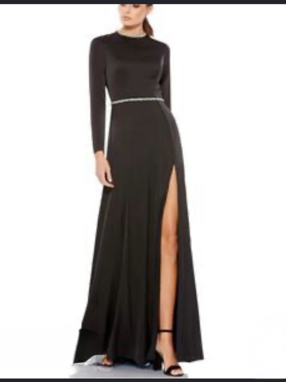NEW✨NEW✨MAC DUGGAL 26524 Black High-Slit Maxi Skirt with Slim Waist Detail size8